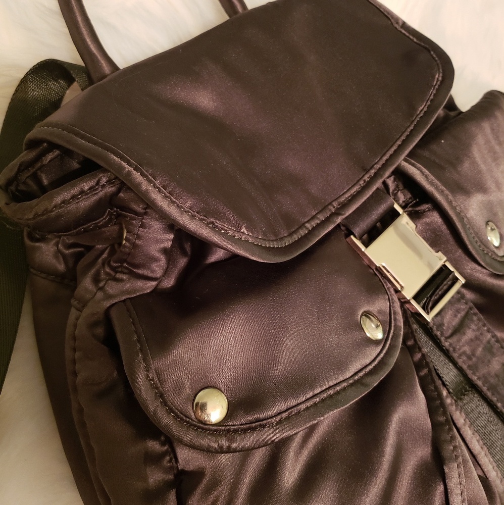 Steve Madden Olive Green Satin Backpack